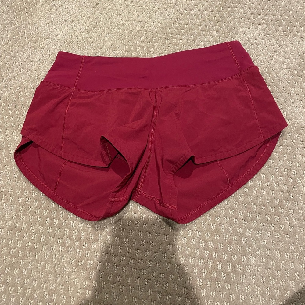 Lululemon Burgundy Speed Up Shorts